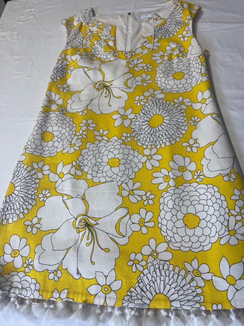 Trina Turk Yellow and White Floral Mini Skirt